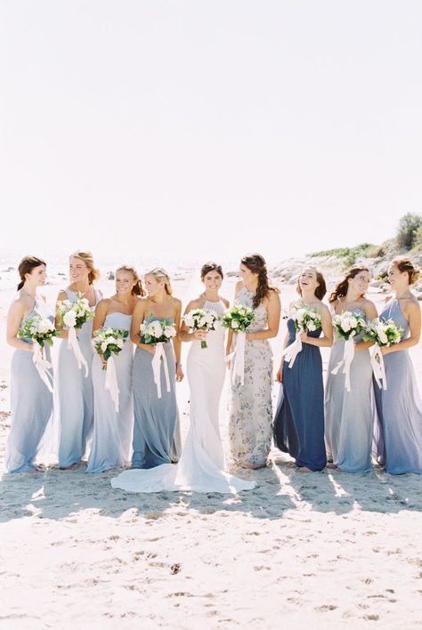 Read More: https://www.stylemepretty.com/2018/02/16/elegant-rhode-island-wedding/ Bridesmaid Dresses Beach Wedding, Bridesmaid Dresses Beach, Beach Bridesmaids, Beach Wedding Ideas, Beach Wedding Bridesmaids, Beach Bridesmaid Dresses, Beachside Wedding, Dresses Beach, Mismatched Bridesmaid Dresses