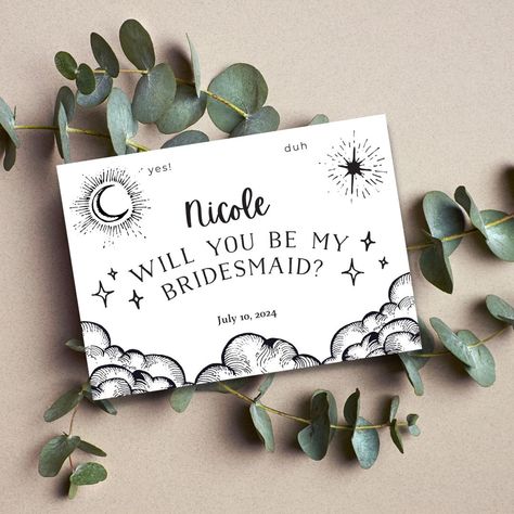 Will You Be My Bridesmaid Card, Editable Template, Witchy, Tarot Card, Ouija Board, Bridesmaid Proposal, Unique Wedding, Bridal Party, 5x7in Bridesman Proposal, Dark Wedding Theme, Maid Of Honor Proposal, Bridesmaid Card, Celestial Wedding, Dark Wedding, Be My Bridesmaid Cards, Ouija Board, Future Wedding Plans