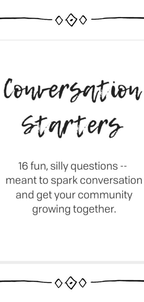 DIY conversation cards for dinner parties. These 16 conversation starters will help make your next dinner party a raving success! Grow your community around your table! Table Topics For Adults, Dinner Table Conversation Starters, Dinner Questions For Adults, Conversation Cards For Adults, Tea Party Conversation Starters, Dinner Conversation Starters For Couples, Conversation Games For Adults, Party Questions For Adults, Dinner Party Games At The Table