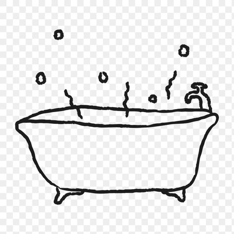 Bathtub Doodle, Bathtub Tattoo, Bathtub Illustration, Self Care Bath, Tattoo Concepts, Png Elements, Doodle Tattoo, Doodle Style, Bath Bathroom