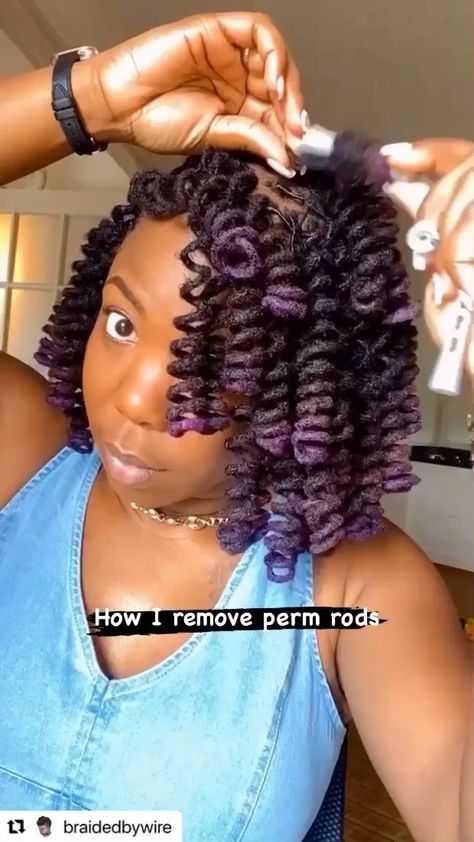 Women Locstyles on Instagram: "Stylist: @braidedbywire ・・・ If they don’t appreciate you with your perm rods, they do NOT deserve you with your loc curls! 😌 Lots of ladies ask how I achieve/maintain these curls. 1. Use grey perm rods 2. Install while damp/wet. 3. Apply mousse (optional). 4. Dry for 2 hours under a dryer or dry for 30 mins and wear the rods for 2 days. I prefer the latter. (just make sure they’re DRY else the curls will flop quickly.) 5. Remove rods in a clockwise motion. 6. ... Curling Locs With Perm Rods, Loc Curls, Flexi Rod Curls, Natural Hair Maintenance, Perm Curls, Curling Rods, Flexi Rods, Perm Rods, Afro Textured Hair