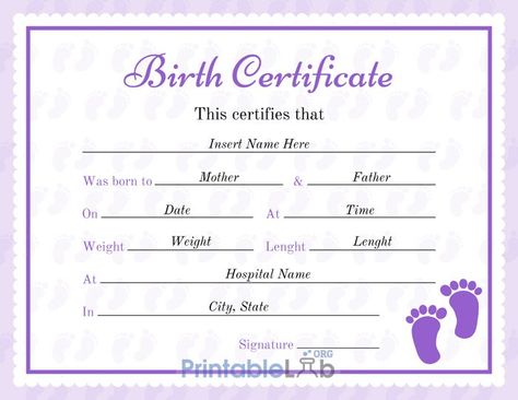 Pet Birth Certificate, Birth Certificate Form, Classroom Certificates, Fake Birth Certificate, Certificate Of Participation Template, Spa Gift Certificate, Graduation Certificate Template, Birth Certificate Template, Awards Certificates Template