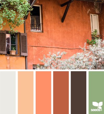 Italian hues Italian Color Palette, Seeds Color, Italian Interior Design, Tuscan Design, Pintura Exterior, Italian Interior, Orange House, Italian Colors, Color Palate