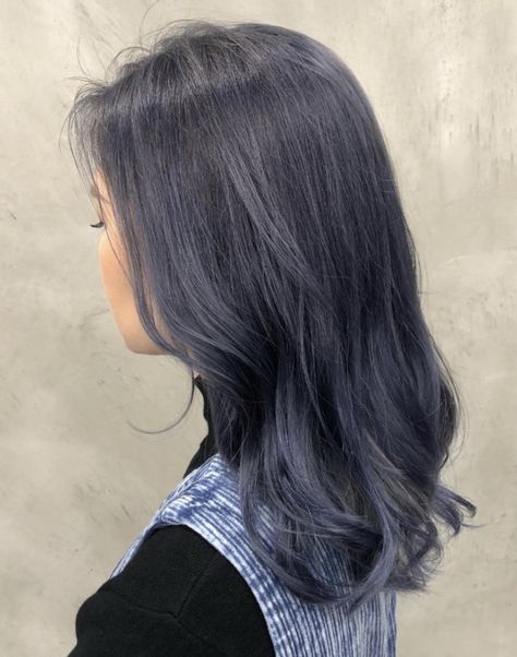 Dark Blue Grey Hair, Grey Blue Hair, Blue Black Hair Dye, Blue Grey Hair, Blue Black Hair, Black Hair Dye, Hair Gray, Dark Blue Grey, Navy Grey