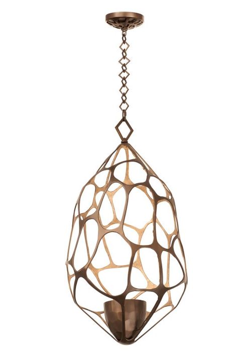 Kalco 6560BZG Fossil 1 Light Pendant Bronze Gold Indoor Lighting Pendants Organic Pendant, Kalco Lighting, Transitional Pendant Lighting, Gold Interior, Brass Table, Brass Table Lamps, Bronze Gold, Luz Natural, Geometric Pendant