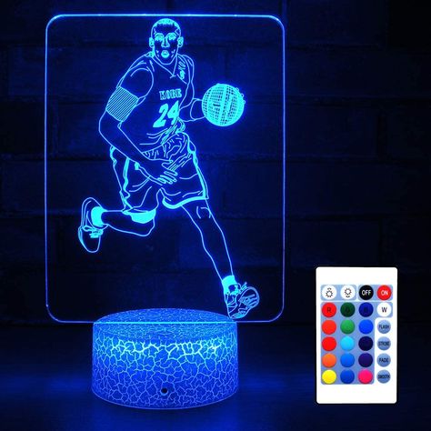 Light for Boys Basketball Lover,Kobe Gifts for Kids with Remote and Smart Touch 16 Colors Changing Dimmable Kobe Lamp as Basketball Gifts or Boys (Classic Style) Night Lite, Basketball Room, Side Table Lamp, Childrens Night Light, Childrens Lamps, 3d Night Light, Basketball Gifts, Side Table Lamps, Led Decor