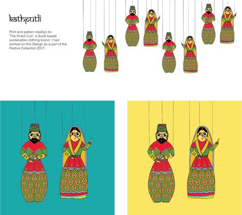 Kathputli - 'The Khadi Cult' print design on Behance Kathputli Art, Fashion Illustration Adobe Illustrator, Fashion Show Poster, Paper Pencil, Illustration Adobe Illustrator, Inspired Dress, Puppets, Fashion Illustration, Adobe Illustrator