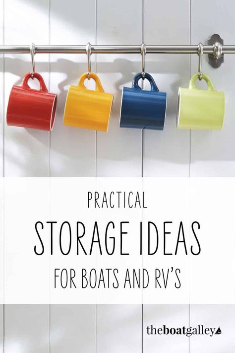 With a little thought about what you'll use, how often, and when you can make the best choices for your limited storage space on the boat. Here's how we did this in our galley. Houseboat Storage, Small Boat Storage Ideas, Boat Storage Ideas Space Saving, Boat Storage Ideas, Boat Living, Boat Galley, Boat Storage, Boat Projects, Boat Life