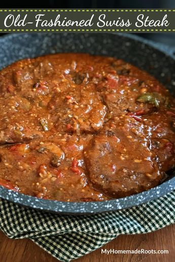 Mccormick Swiss Steak Recipe, Swiss Steak Recipes Oven, Old Fashioned Swiss Steak Recipe, Swiss Steaks, Peper Steak, Swiss Steak Recipe, Swiss Steak Recipes, Cube Steak Recipes, Swiss Steak