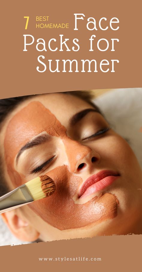 summer face packs Diy Face Pack For Glowing Skin, Face Packs For Bright Skin, Tan Removal Home Made Face Pack, Face Pack For Acne Homemade, Home Made Face Pack Glowing Skin, Anti Tan Face Pack Homemade, Summer Face Pack, Summer Face Care Routine, Natural Face Skin Care Routine