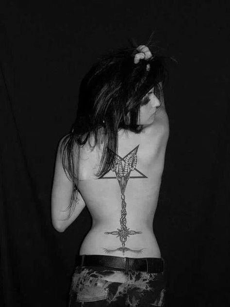 : Satanic Tattoo, Satanic Tattoos, Black Metal Girl, Witchy Nails, Tattoo Girl, Metal Girl, S Tattoo, Tattoo You, Compass Tattoo