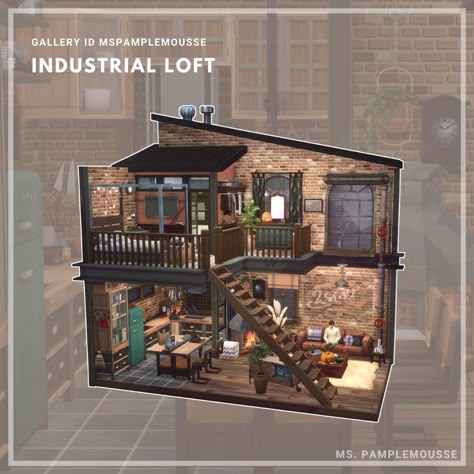 Loft House Ideas, Sims 4 Loft, San Myshuno, Sims 4 House Plans, Sims 4 House Building, Sims 4 House Design, Sims Building, Casas The Sims 4, Sims House Plans