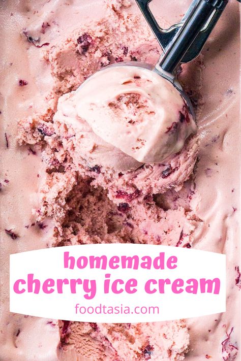 Cherry Ice Cream Recipe Ice Cream Maker, Homemade Cherry Vanilla Ice Cream, Cherry Nut Ice Cream Recipe, Sour Cherry Ice Cream, Homemade Cherry Ice Cream, Sweet Cherry Recipes, Pomegranate Desserts, Cherries Recipes, Gelato Aesthetic