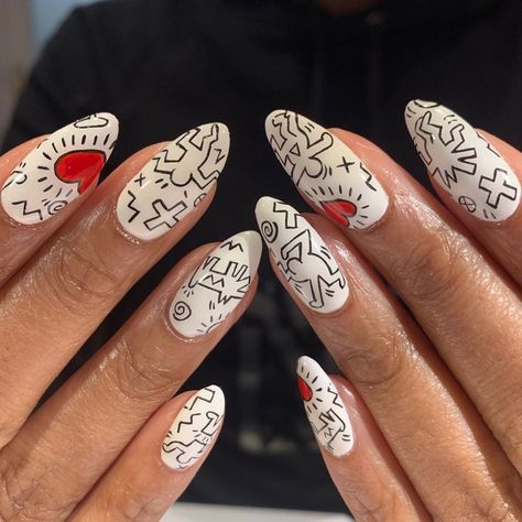 Street Art Nails, Keith Haring Nails, Summertime Nails, Opal Nails, Nail Goals, Makeup Nails Art, Nail Design Inspiration, Beauty Inspo, Street Nails