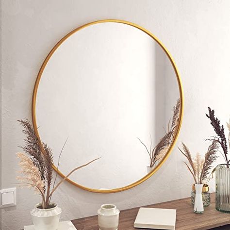 Gold Circle Mirror, Circle Wall Mirror, Consistent Aesthetic, Gold Vanity Mirror, Round Gold Mirror, Wall Hanging Mirror, Entry Mirror, Earthy Bedroom, Circle Mirror