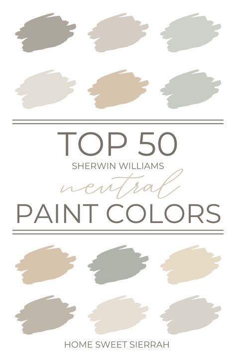 50 Most Popular Sherwin Williams Neutral Colors - homesweetsierrah.com Neutral Paint Color Bedroom, Living Room Color Themes, Gender Neutral Paint Colors Kids Rooms, Neutral Furniture Paint Colors, Living Room Color Scheme Ideas Neutral, Modern Neutral Paint Colors, Sherwin Williams Neutral Colors, Neutral Color Palette For Home, Sherwin Williams Neutral Paint Colors