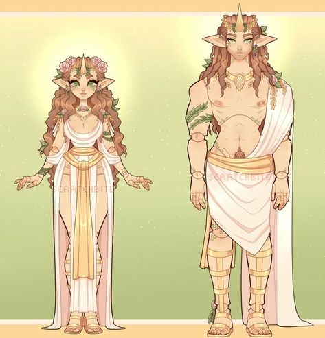 God Outfits Design Drawing, Superhero Design Concept Art Female, White Dress Character Design, Fairy Queen Character Design, Pose Reference Goddess, Egyptian Oc Art Female, Godess Character Designs, Druid Fanart, Goddess Clothing Drawing