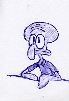 Spongebob Sketch Pencil, Super Simple Drawings, Squidward Drawing Easy, Squidward Sketch, Spongebob Sketches, Squidward Fanart, Squidward Drawing, Squidward Art, Easy Graffiti Drawings