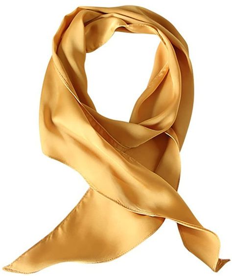 GERINLY Solid Color Long Neckerchief Pure Skinny Scarf Necktie for 50's Costume Party (Yellow) at Amazon Women’s Clothing store Neckerchief Women, 50's Costume, 50s Costume, Black Silk Scarf, Gold Scarf, Vintage Poodle, Poodle Skirt, Pin Up Hair, Head Ties