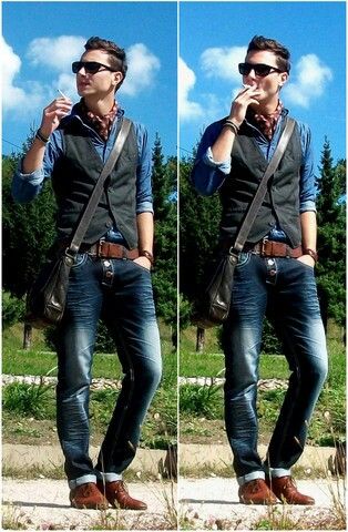 Nice style Church Clothes Men, Jeans Vest, Sophisticated Casual, Zara Vest, Hipster Mens Fashion, Brown Leather Shoes, Fashion Jeans, Sharp Dressed Man, Inspiration Fashion