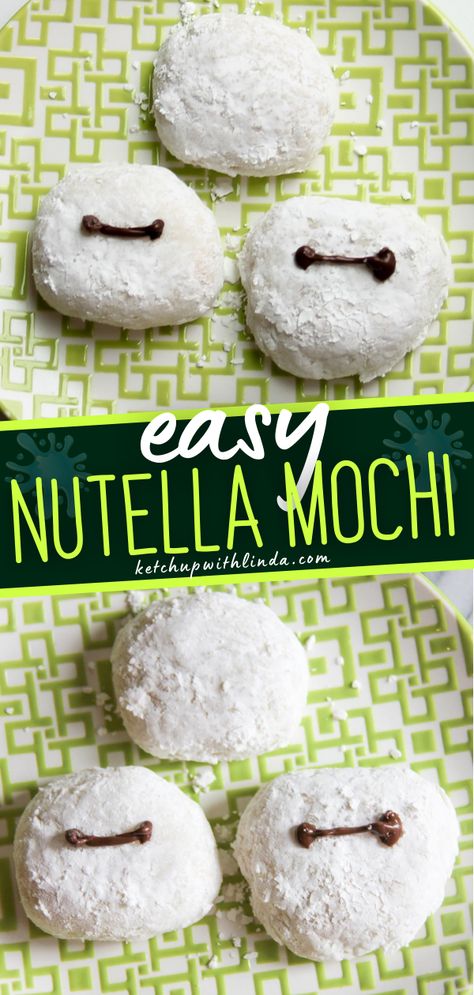 Chewy, tender with a perfect amount of sweetness. Nutella Mochi is the Asian version of the Ferrero Rocher. This simple dessert idea requires the simplest ingredients, and they taste awesome too! You can customize them according to your mood. Happy munching! Nutella Mochi Recipe, Easy Mochi Recipe Simple, Nutella Mochi, Mochi Desserts, Cream Mochi, Mochi Recipe, Baking Stuff, Japanese Recipe, Mood Happy