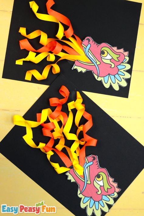 Fire Breathing Chinese Dragon Craft - Easy Peasy and Fun China Preschool Theme, Fire Breathing Dragon Craft, Chinese Crafts For Preschoolers, Year Of The Dragon Activities, Chinese New Year Art And Craft Preschool, Chinese Dragon Art For Kids, Dragon Art And Craft, Easy Dragon Crafts For Kids, Asian Crafts For Kids