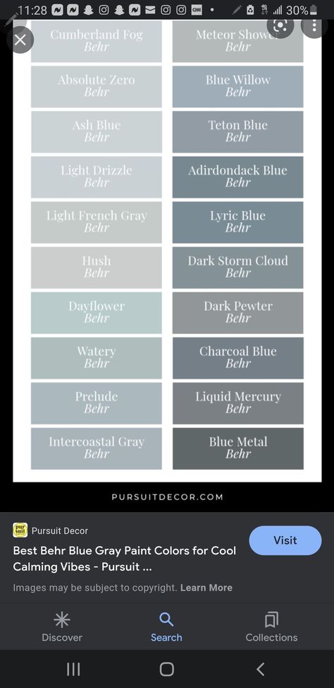 Behr Soft Blue Paint Colors, Bear Blue Gray Paint Colors, Behr Paint Blue Grey, Blue Grey Paint Bathroom, Behr Dusty Blue, Behr Slate Blue Paint Colors, Blue Grey Paint Color Behr, Behr Blue Willow, Stormy Blue Paint Color