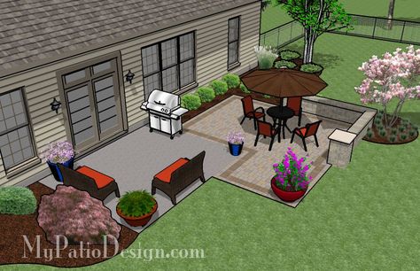 Square Patio Addition | Patio Designs and Ideas Square Paver Patio, Patio Addition, Small Patio Design, Patio Plans, Diy Backyard Patio, House With Porch, Patio Landscaping, Patio Designs, Pergola Patio