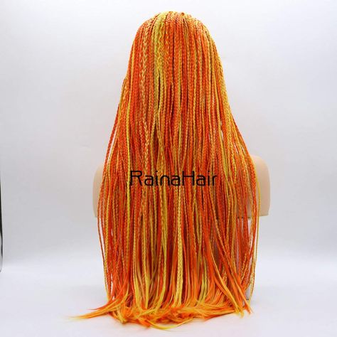 Orange Mermaid, Women Braids, Fashion Wigs, Box Braid Wig, Braided Wig, Hair Net, New Hairstyle, Yellow Hair, Braids Wig