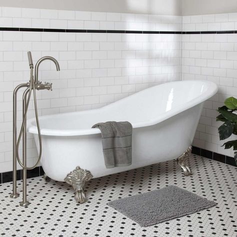 Bathroom trends come and go, but one trend which is here to stay is the classic Clawfoot bathtub.The clawfoot bathtub or the clawfoot tub was considered a luxury item in the late nineteenth century, originally made from cast iron and lined with porcelain.In this Clawfoot Bathtub Buying guide, we will take look at everything you need to know about the selection, installation, and maintenance of Clawfoot tubs. #bathroom #vanity #bathroomideas #bathroomdecor #Clawfootbathtub Bathroom Ideas With Clawfoot Tub, Claw Bathtub, Dream Bathtub, Clawfoot Tub Shower, Refinish Bathtub, Slipper Tubs, Claw Foot Bath, Clawfoot Tub Faucet, Cast Iron Tub