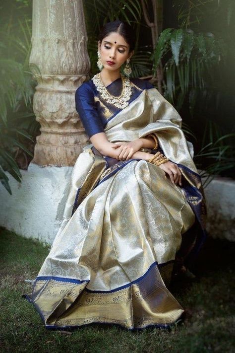 b29eed44276144e4e8103a661f9a78b7desc53136118ri Saree Bollywood, Indian Silk Sarees, Womens Wedding Dresses, Silk Saree Blouse, Blue Saree, Art Silk Sarees, Indian Saree, Readymade Blouse, Saree Fabric