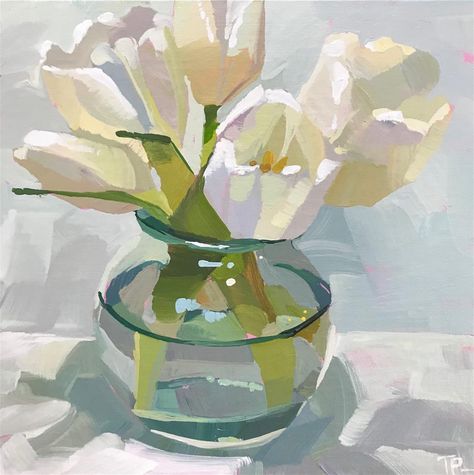 Teddi Parker Painting, Tulip Art, Tulips Art, Abstract Flower Art, Abstract Floral Paintings, Arte Inspo, Flower Art Painting, Daily Paintworks, Fine Art Gallery