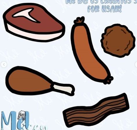 Meat Drawing, Paper Dogs, Cute Easy Doodles, Drawing Accessories, Props Art, Food Props, Food Drawing, Club Design, Cardboard Crafts