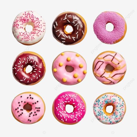 top view of donuts set isolated different types of donuts flavor ai generated sweet snack food png Donut Images, Types Of Donuts, Round Pfp, Donut Flavors, Transparent Top, Food Png, Food Snack, Gcse Art, Color Inspo