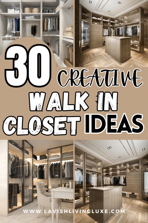 Looking for walk in closet ideas? Check out these walk in closet ideas to maximize space and create your dream walk in closet in this post! This post will definitely give you some inspiration or the inspiration you need to style your walk in closet. From simple DIY walk in closets to luxury walk in closets, find inspiration to suit your unique style! Men’s Walk In Closet Ideas, Woman Walk In Closet, Walking Closet Design Layout, Walk In Closet Designs Layout Ideas, Master Closet Ideas Walk In, Laundry Pass Through Master Closet, Custom Closets Walk In, Walk In Closet Design Luxury, Dream Closets Walk In Luxury