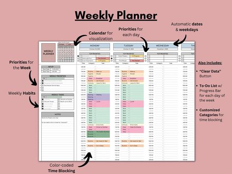 Bullet Journal Habit Tracker Ideas Study Planner Free, Monthly Tasks, Symptom Tracker, Planner Tabs, Planner Tracker, Tracker Template, Habit Tracking, Home Management Binder, Weekly Planner Template