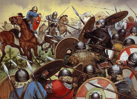 Batalla  451 AD by Fall3NAiRBoRnE Imperiul Roman, Punic Wars, Warriors Illustration, Germanic Tribes, Historical Warriors, Greek Warrior, Empire Romain, Ancient Warfare, Early Middle Ages