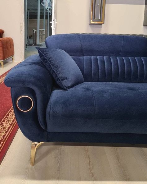 Interior Sofa Design, Royal Blue Sofa, Sofa Fabric Texture, Sofa 2023, Bubble Sofa, Blue Sofa Living, Stylish Sofa Sets, Sectional Living Room Sets, Interior Sofa