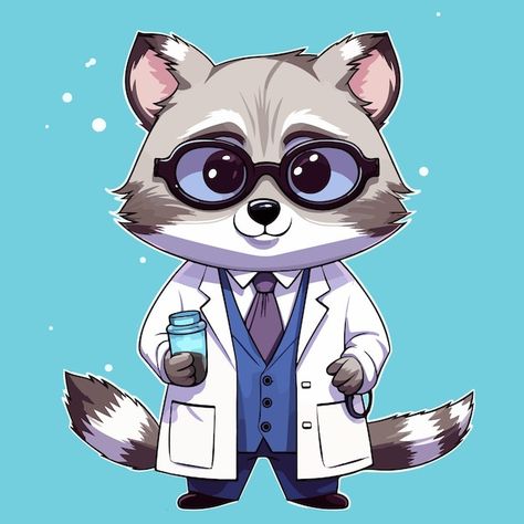 Vector a cartoon raccoon holding glasses... | Premium Vector #Freepik #vector #fun #book #background #open Doctor Painting, Background Open, Cartoon Raccoon, Raccoon Drawing, Book Cartoon, Book Background, Creative Lettering, Psd Icon, Racoon