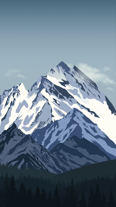 Minimalist Mountain Wallpaper, Mountain Everest, Iphone Wallpaper Mountains, Minimal Mountain, Mountain Aesthetic, Japanese Pop Art, Best Nature Wallpapers, Mountain Drawing, Minimal Wallpaper