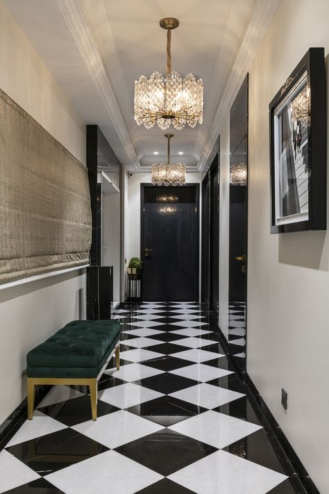 A Contemporary Art Deco Style Home | Prachi Kothari Designs - The Architects Diary Art Deco Hallway, Modern Art Deco Interior, Interior Art Deco, Art Deco Style Interior, Art Deco Kitchen, Art Deco Living Room, Contemporary Art Deco, Art Deco Bedroom, Opulent Interiors