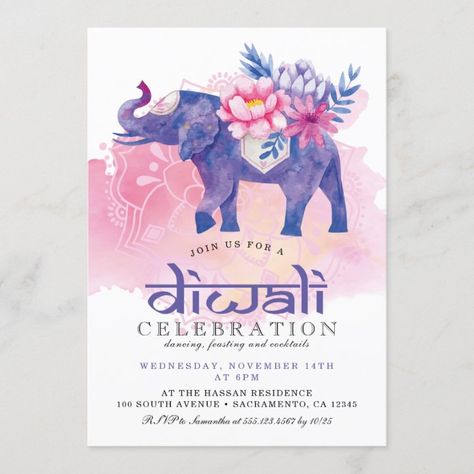 Diwali Invite, Festival Invitation, Diwali Diyas, Watercolor Mandala, Diwali Festival Of Lights, Invitations Design, Diwali Party, Mandala Background, Diwali Celebration