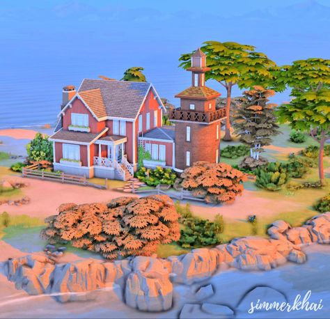 Lighthouse House, Brindleton Bay, Sims Ideas, Sims Building, Los Sims, Sims 4 Build, The Lighthouse, Sims 4 Houses, The Sims