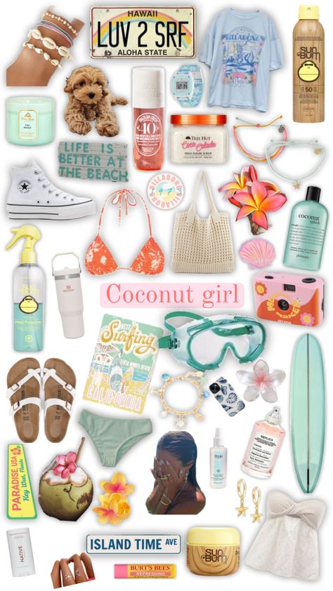 Summer Bag Essentials, Surfergirl Style, Summer Necessities, Coconut Dream, Ocean Girl, Preppy Summer Outfits, Summer Goals, Coconut Girl, Preppy Summer