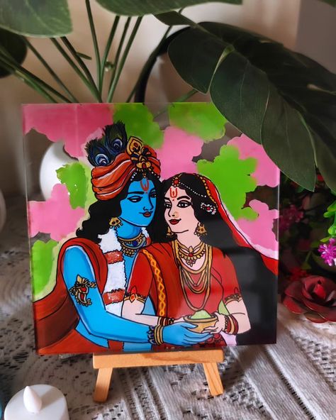 Beautiful radha krishna glass painting ✨ . . Follow 👉@be_unique70 Follow👉@be_unique70 . . Dm to order . . . #glasspainting #trending #smallbusiness #explorepage✨ #artistoninstagram #handmade #homedecor #diy Glass painting, art, painting, gifts, krishna, gifts for her, Janmashtami, love , small business Radha Krishna Glass Painting, Krishna Glass Painting, Diy Glass Painting, Painting Radha Krishna, Glass Painting Art, Painting Gifts, Krishna Janmashtami, Gifts For Grandparents, Radha Krishna