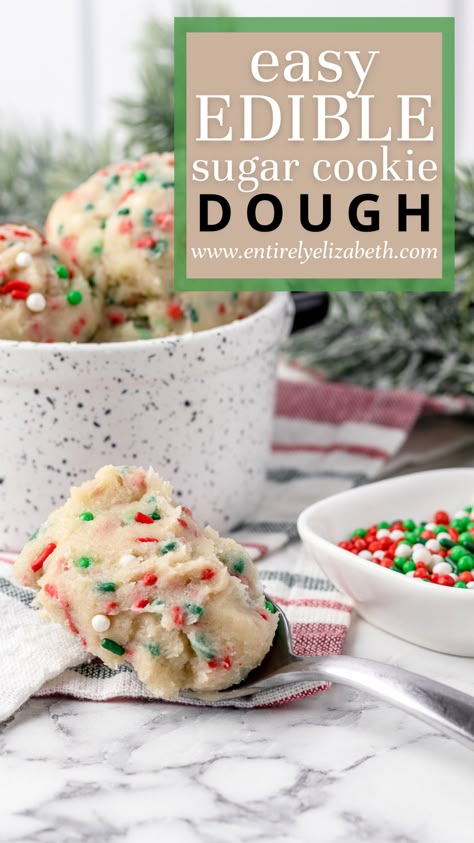 Christmas Cookie Dough, Cookie Dough For One, Edible Sugar Cookie Dough, Cookie Dough Dip Recipe, Sugar Cookie Dough Recipe, Pillsbury Sugar Cookies, Cookie Dough Ingredients, Delicious Holiday Desserts, Edible Cookie Dough Recipe