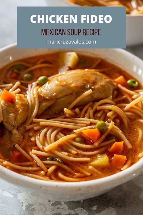 Chicken Fideo Recipe Mexican, Chicken Fideo Recipe, Chicken Fideo, Fideo Soup Recipe, Fideo Recipe, Caldo Recipe, Meal For Dinner, Mexican Soup Recipes, Mexican Soup Chicken