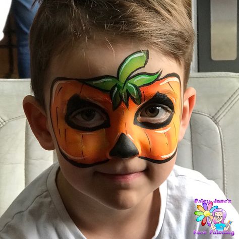 Pumpkin Face Paint Ideas, Pumpkin Face Paint For Kids, Pumpkin Head Face Paint, Halloween Makeup Pumpkin Face, Pumpkin Face Painting Ideas, Pumpkin Face Painting, Paint Pumpkins Kids, Simple Face Painting Ideas, Halloween Mask Craft