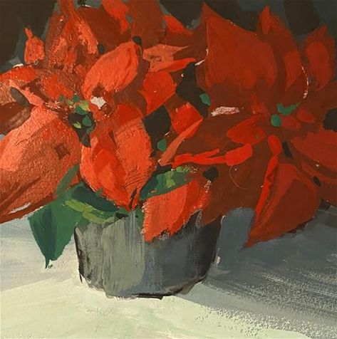 Maggie Siner, Direct Painting, Contemporary Oil Paintings, Irish Art, Virtual Art, Happy Paintings, Winter Flowers, Christmas Scenes, Christmas Paintings