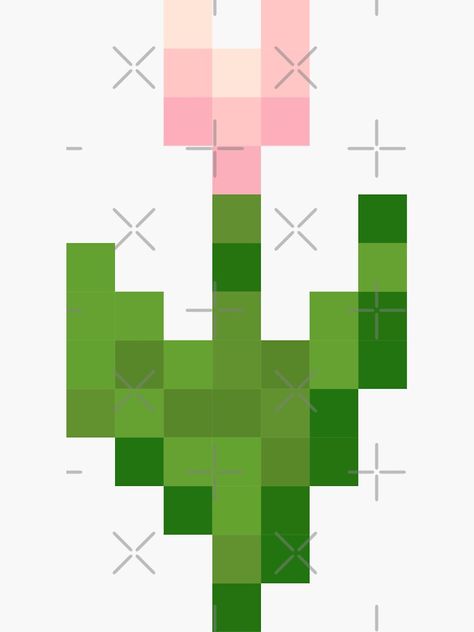 Flowers In Minecraft, Minecraft Tulip Pixel Art, Minecraft Tulip, Pink Pixel Art, Minecraft Flowers, Tulip Sticker, Minecraft Diy Crafts, Minecraft Room Decor, Minecraft Diy